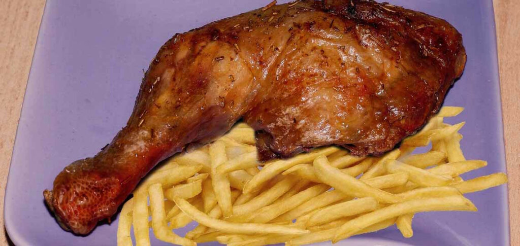 Heissluftfritteuse Hähnchen mit Pommes