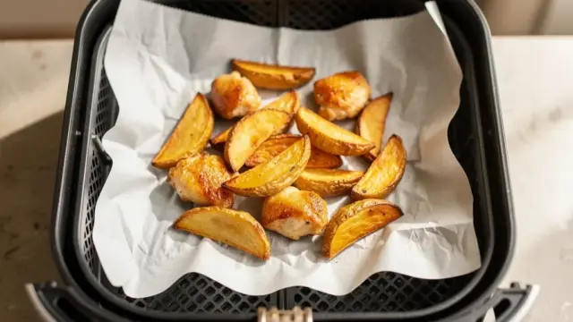 Backpapier im Airfryer für einfache Reinigung und gesunde Zubereitung nutzen