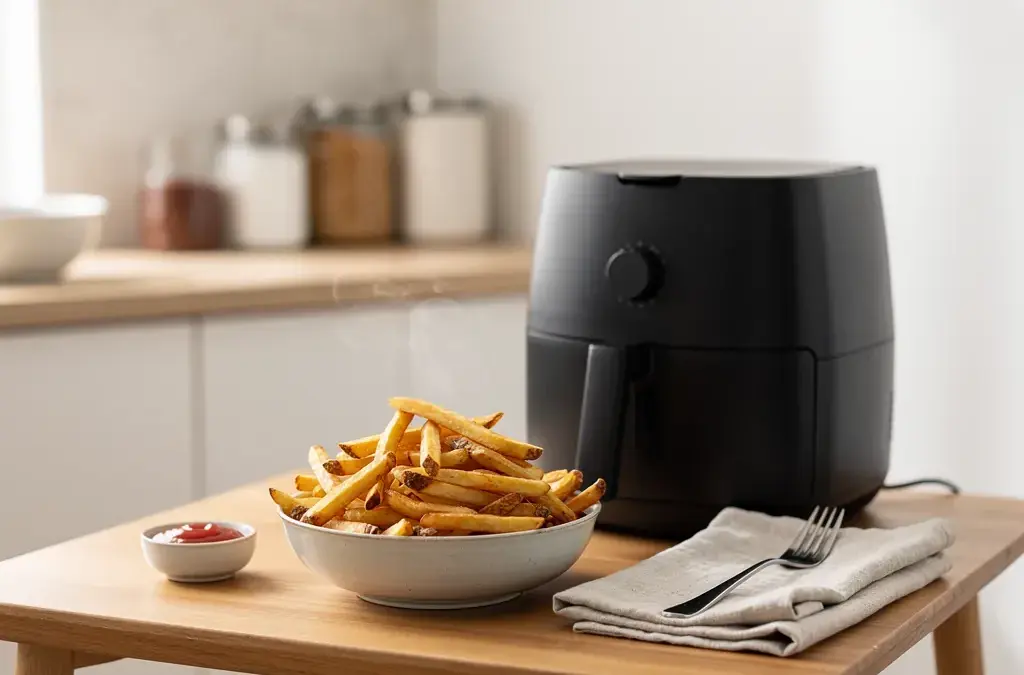 Heißluftfritteuse für Singles mit knusprigen Pommes in kleiner Küche