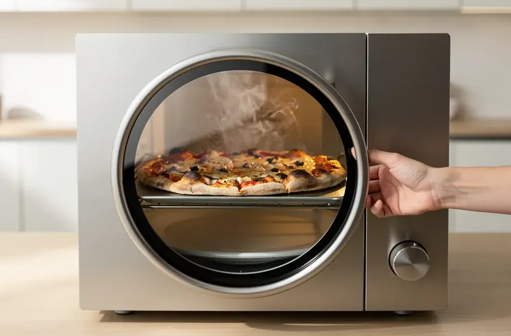 Mikrowelle mit Heißluftfunktion für vielseitiges Kochen und knusprige Ergebnisse