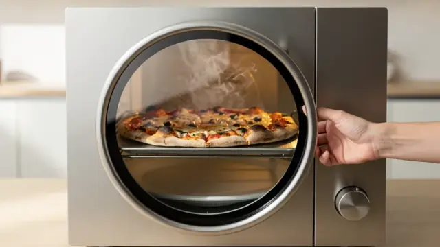 Mikrowelle mit Heißluftfunktion für vielseitiges Kochen und knusprige Ergebnisse