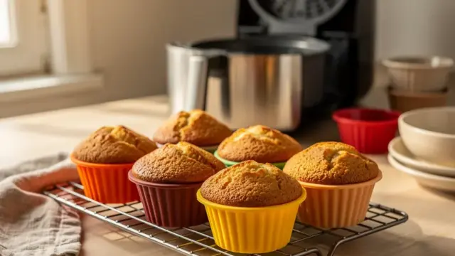 Muffins aus der Heißluftfritteuse in Silikonformen perfekt gebacken