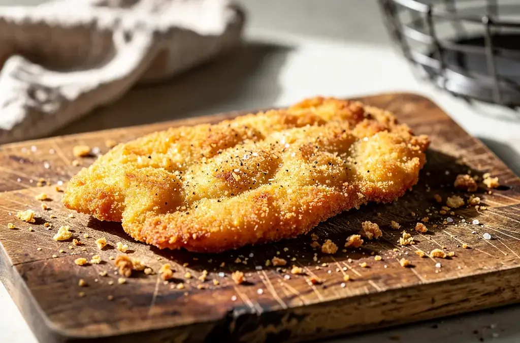 Knuspriges Schnitzel aus dem Airfryer mit perfekt goldbrauner Panade
