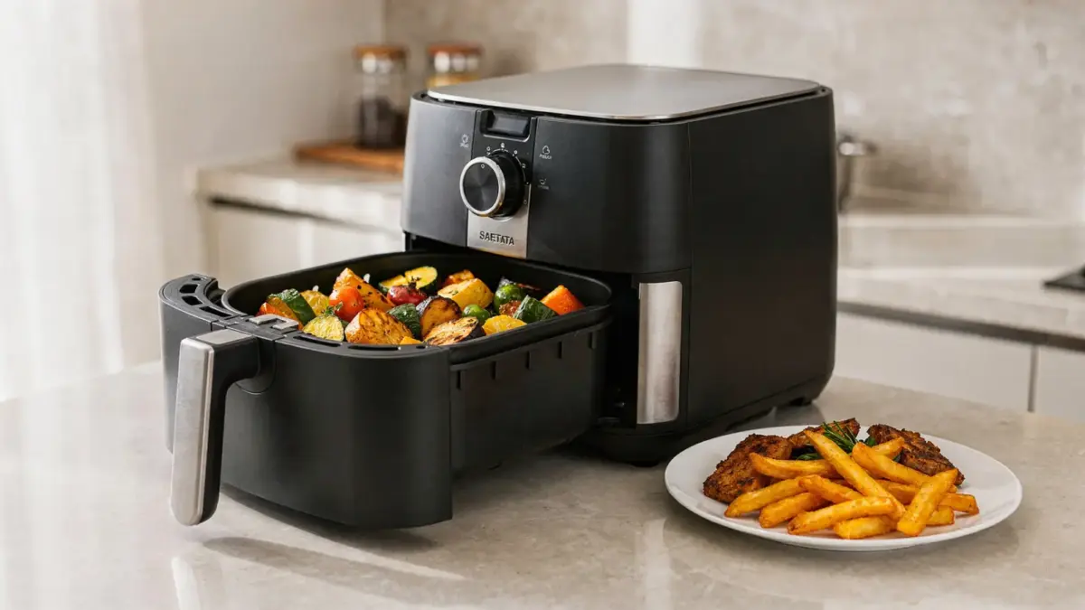 Große Heißluftfritteuse in moderner Küche für große Portionen