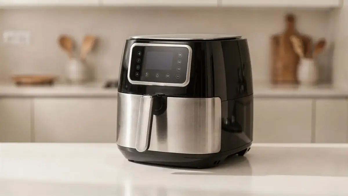 Heißluftfritteuse mit Touchdisplay in einer hellen Küche
