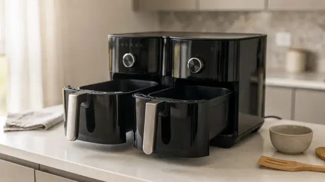 Dual-Zone-Heißluftfritteuse in einer modernen Küche zum Thema Heißluftfritteuse Dual Zone