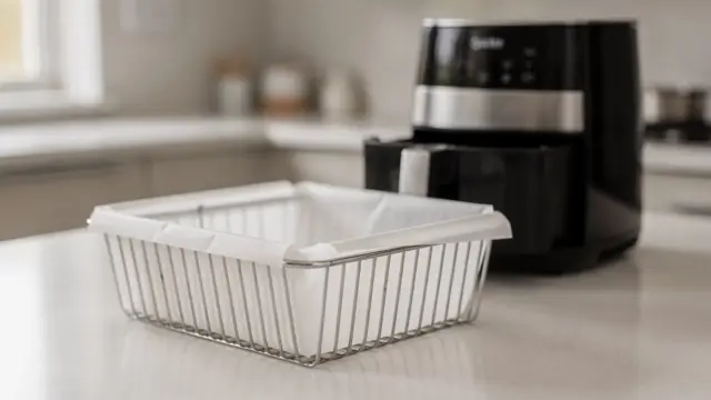 Einlagen für die Heißluftfritteuse im Korb einer Airfryer-Küche