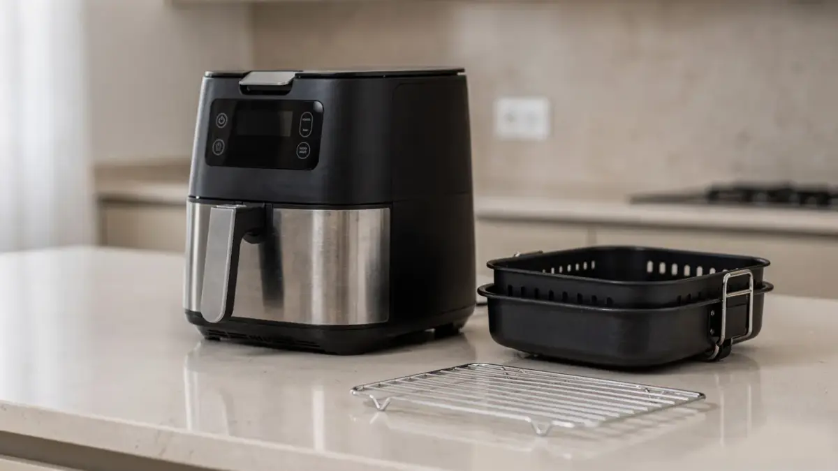 Multifunktions Airfryer mit Zubehör in einer modernen Küche zum Thema sinnvolle Funktionen